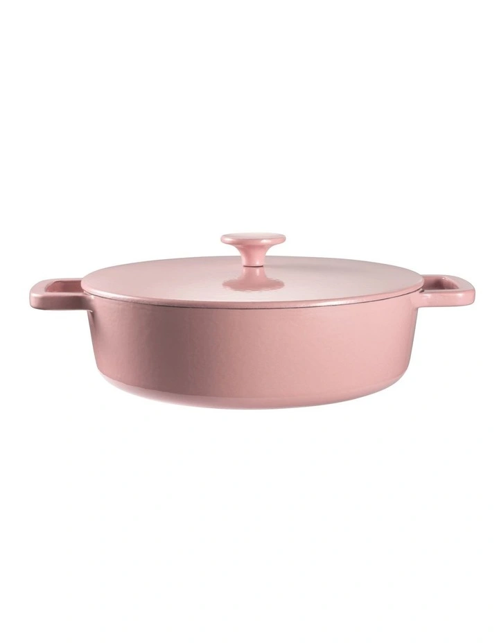 Cast Iron Low Casserole with Lid 28cm/4.0L in Pink