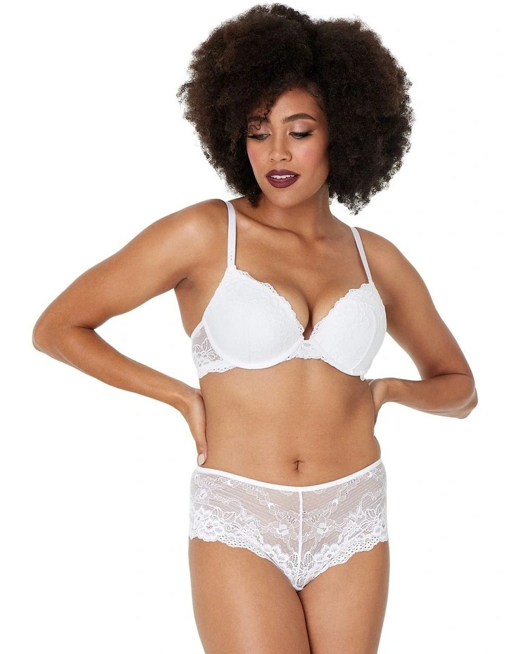 My Fit Lace Graduated Push up Plunge Bra in White