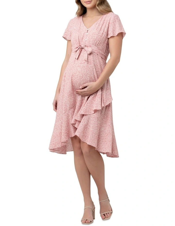 Vanessa Tie Front Dress in Dusty Coral