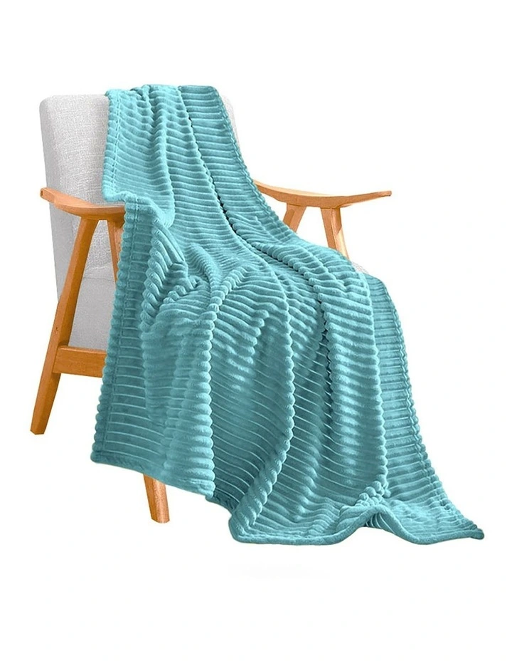 Thin Flannel Warm Cozy Striped Pattern Throw Blanket in Sky Blue