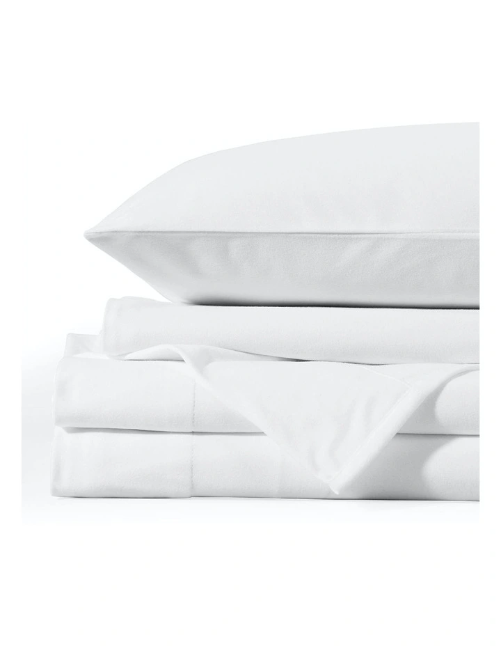 Fleece Flannel Sheet Set in White