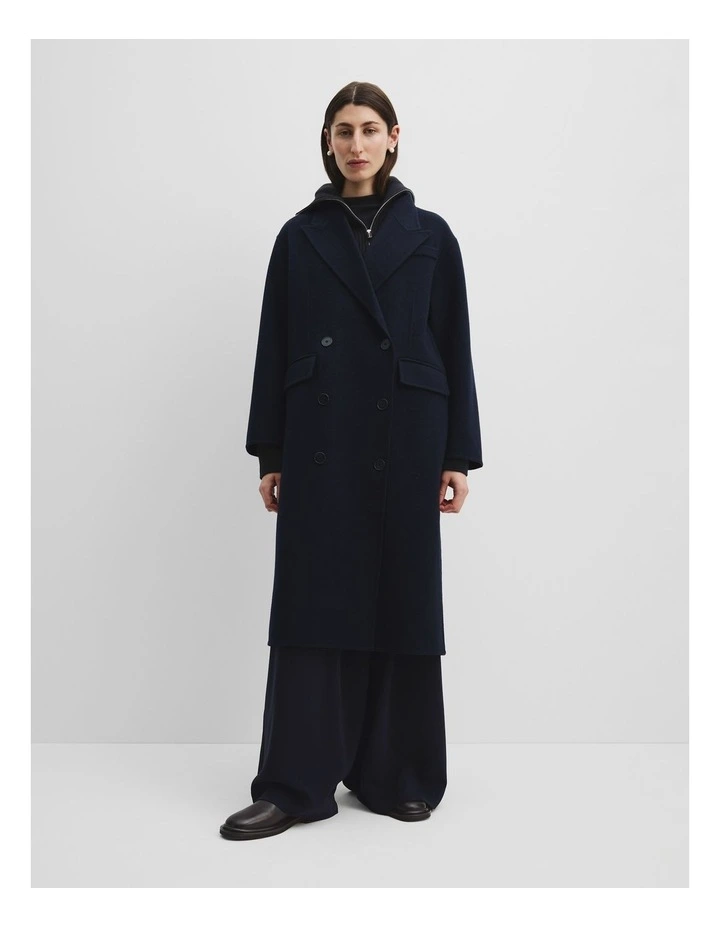 Double-breasted Soft Coat in Deep Navy
