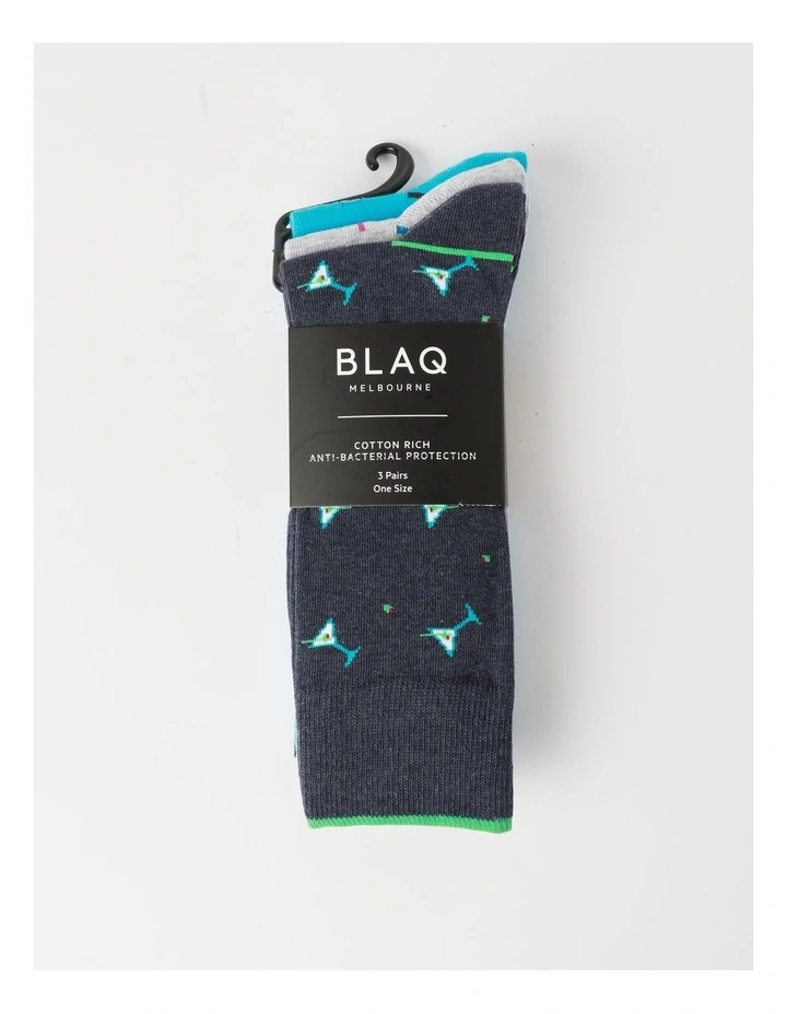 3 Pack Summer Drinks Socks in Assorted