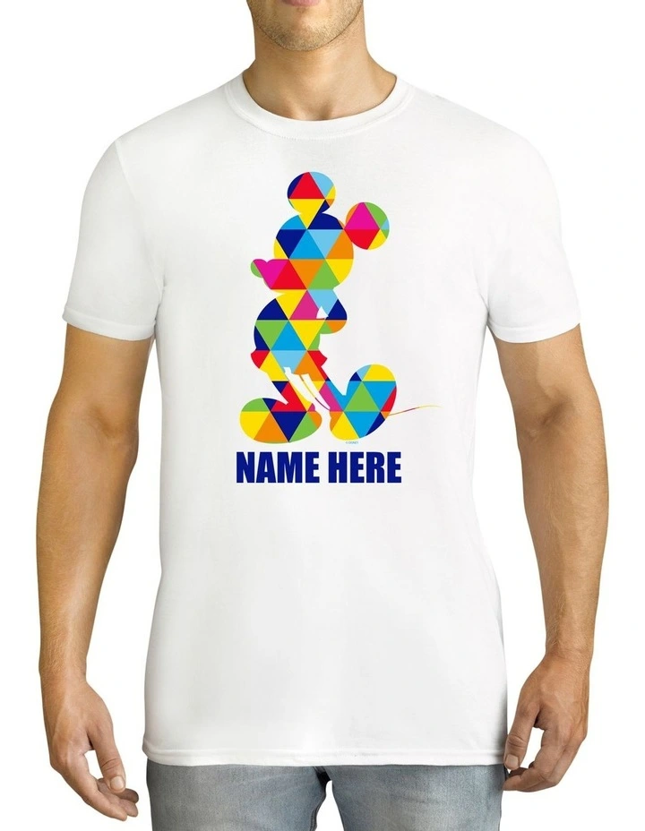 Men's Disney Mickey Mouse Triangle Personalised Cotton T Shirt