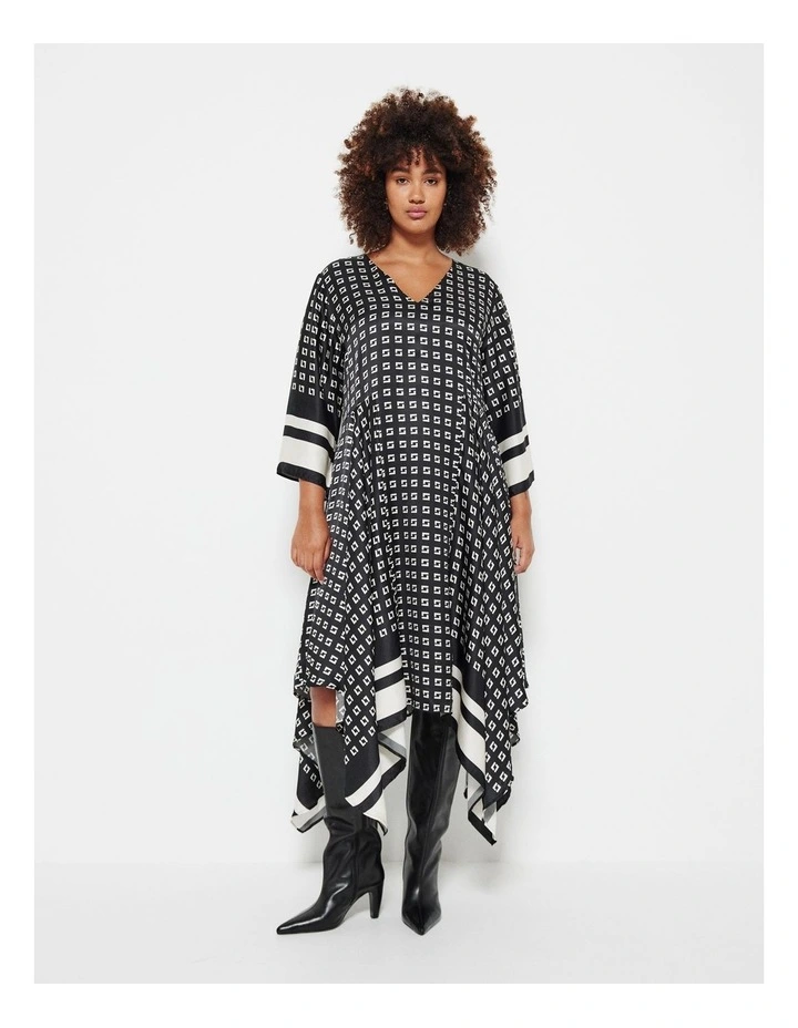 Handkerchief Hem Dress in Black and White