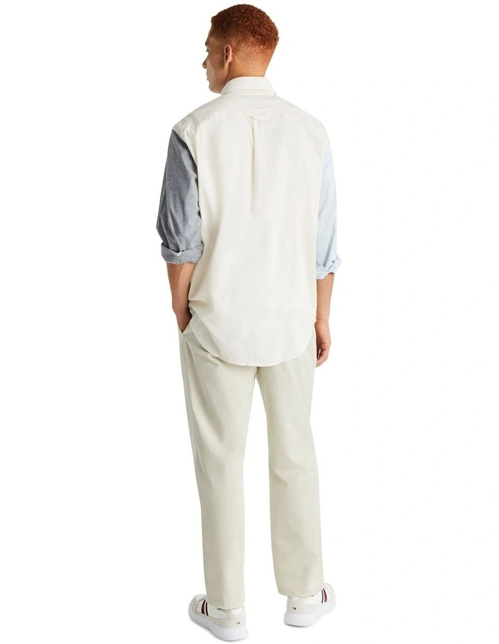 Solid Oxford Blocking Long Sleeve Shirt in Yellow/Multi