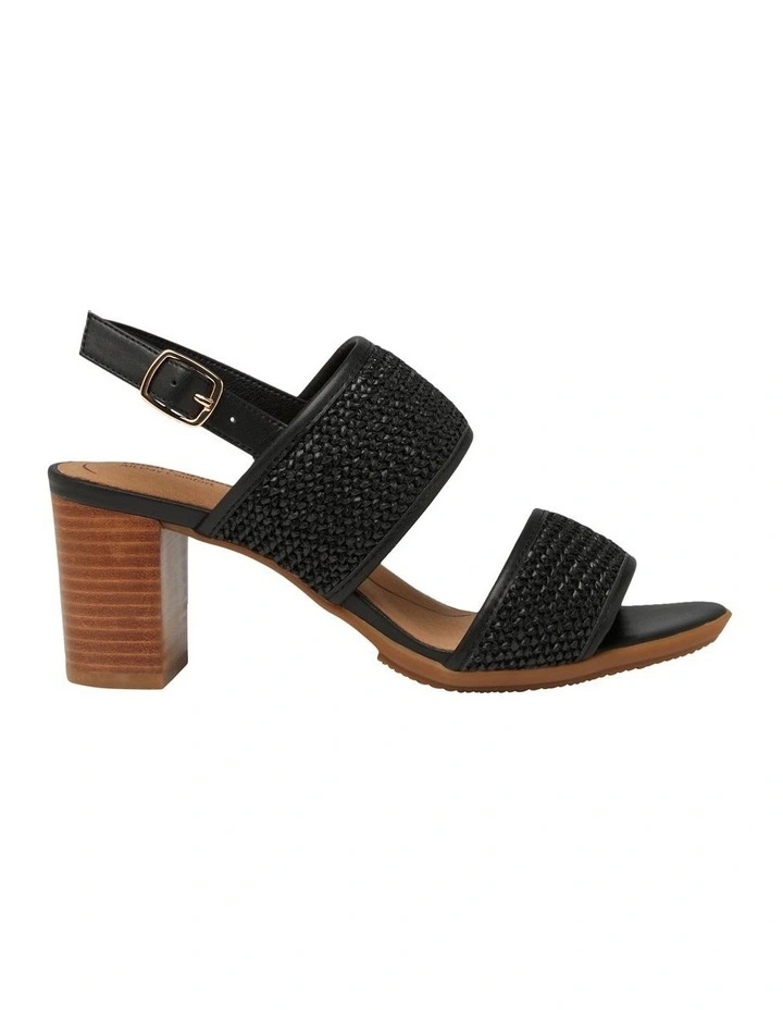 Lovren Heeled Sandal in Black Weave