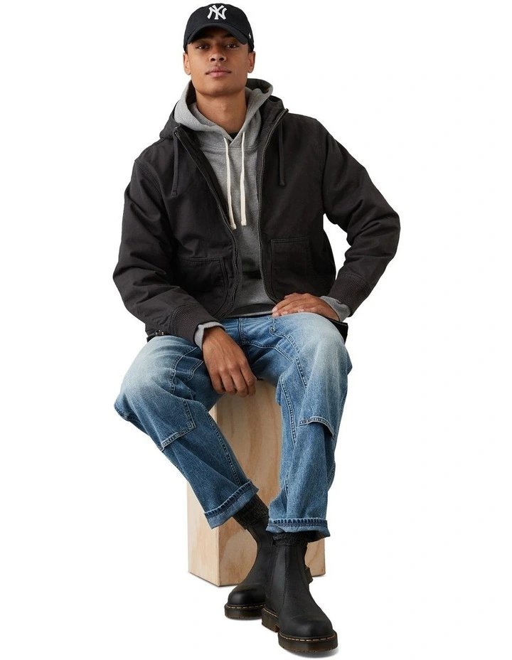 Hooded Workwear Jacket in Dark Shadow