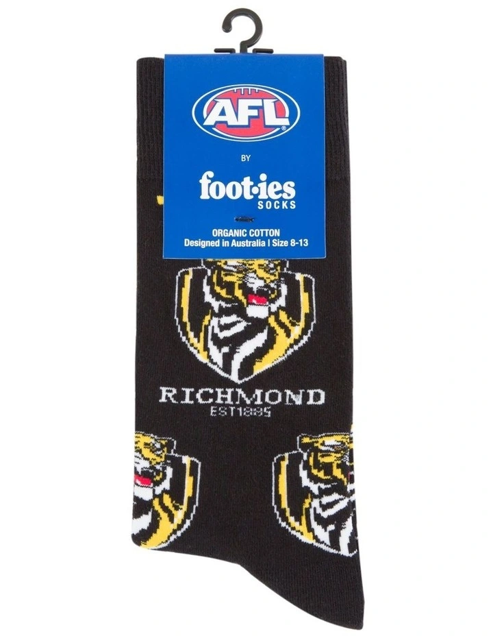 Richmond Tigers Mascot Organic Cotton Socks in Black