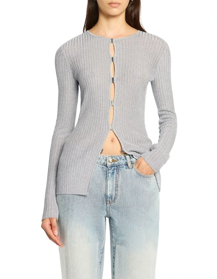 Shimmer Nights Cardigan in Silver