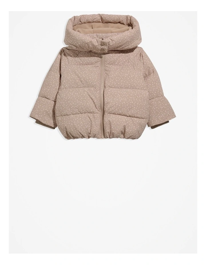 Recycled Nylon Soft Puffer Jacket in Mushroom Spot
