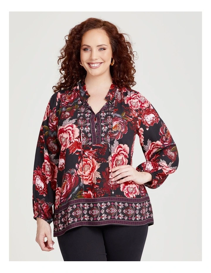 Natural Blush Floral Top in Print