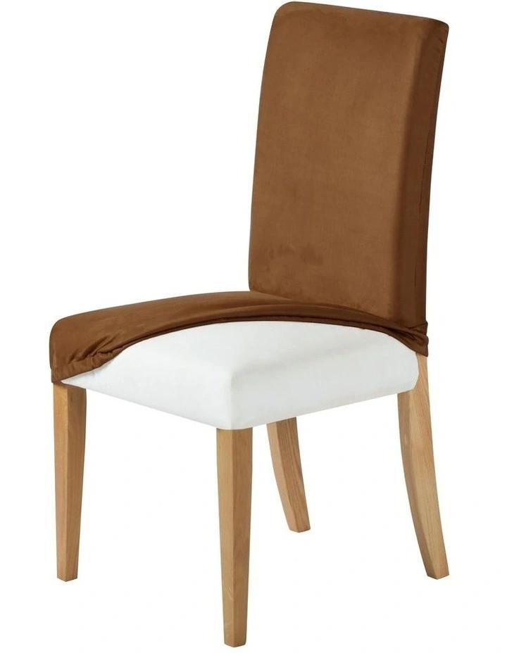 Premium Faux Suede Charcoal Dining Chair Cover in Brown