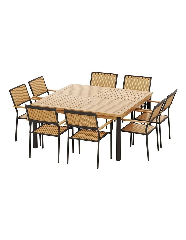 Outdoor Dining Set 9 Piece in Oak