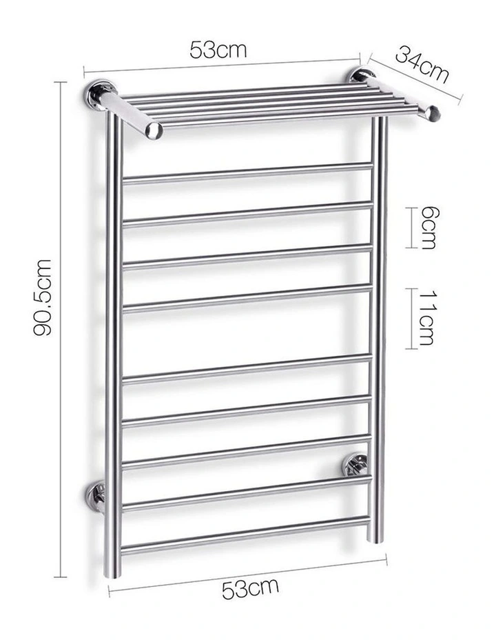 Electric Heated Towel Rail Rack Wall Mounted Clothes Dry Warmer 14 Bars