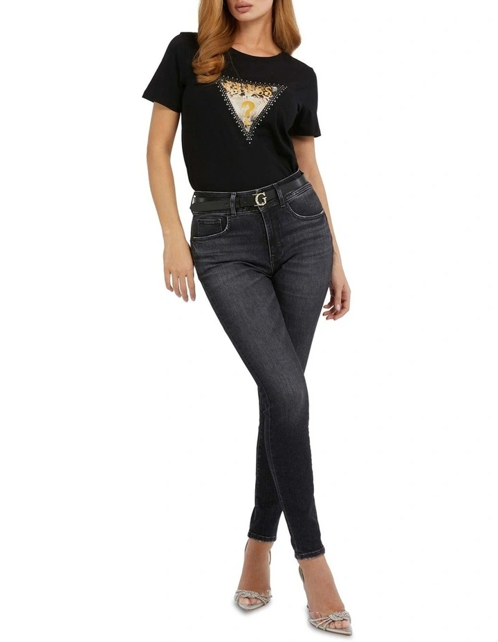 Short Sleeve CN Animal Triangle Tee in Black