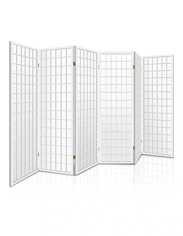 6 Panel Room Divider Screen 261x179cm in White