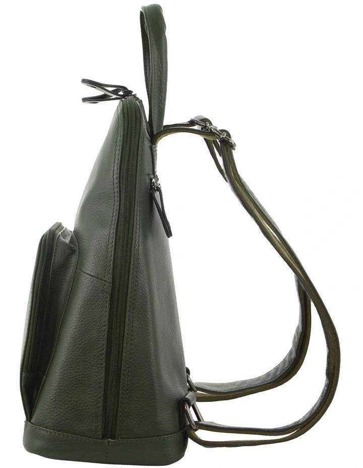 Leather Twin Zip Backpack in Grape Leaf