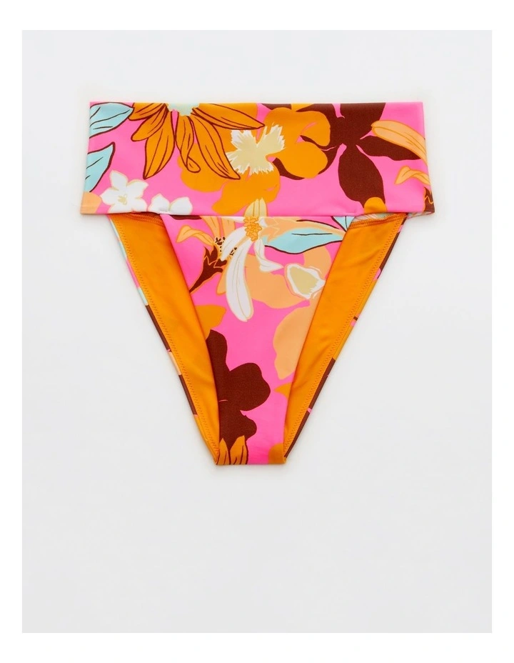 Banded High Cut Cheeky Bikini Bottom in Pink