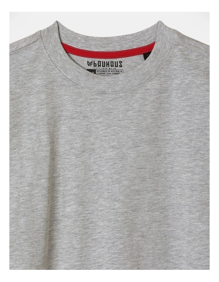 Long Sleeve Print tee With Cuff in Grey Marle