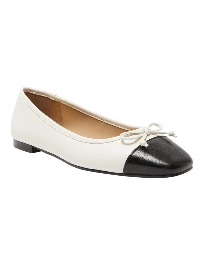 Trella Ballet Flats in Black/White Leather