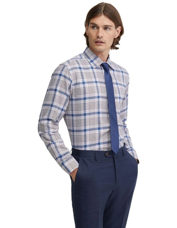 Islington Luxury Checked Shirt in Blue/Brown