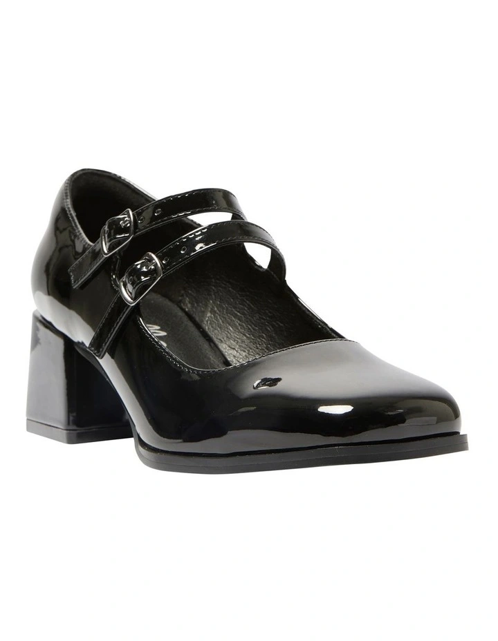 Metro Heeled Shoes in Black Patent