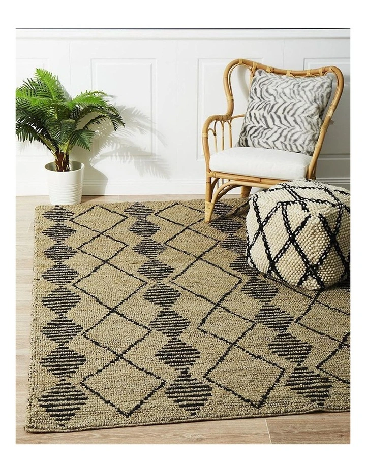 Hand Woven Tribal Jute Rug in Natural