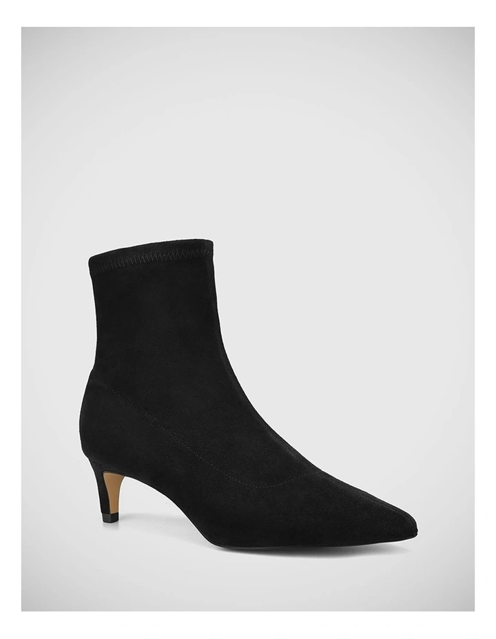 Joan Suede Leather Ankle Boot in Black