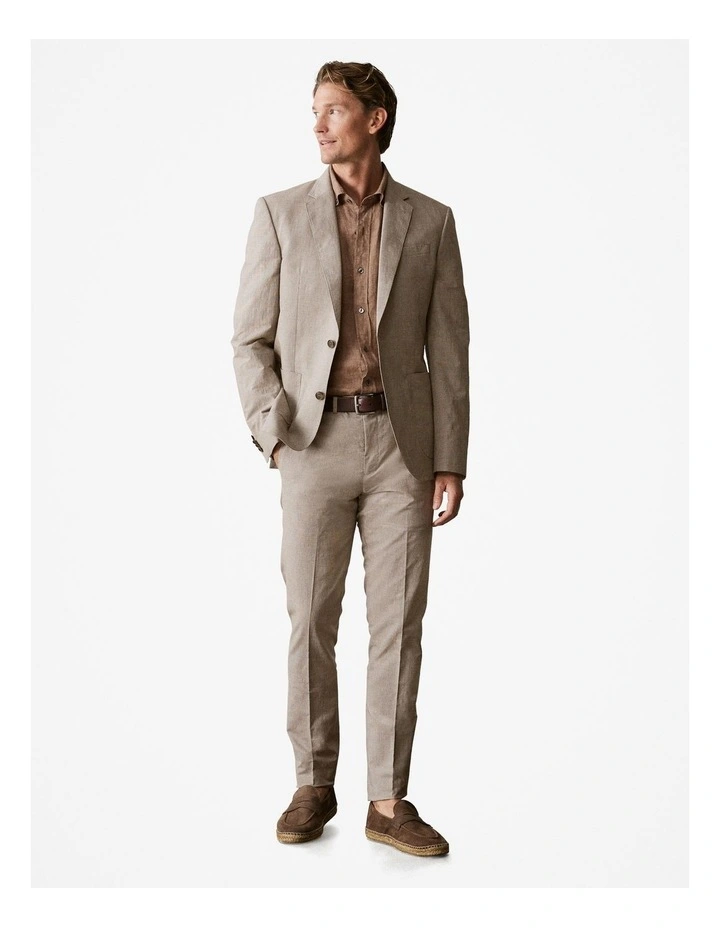 Regular Fit Delave Linen Shirt in Cocoa