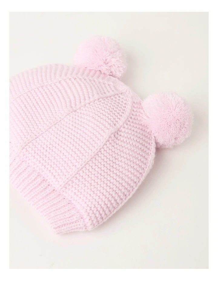 Garter Stitch Beanie in Pink