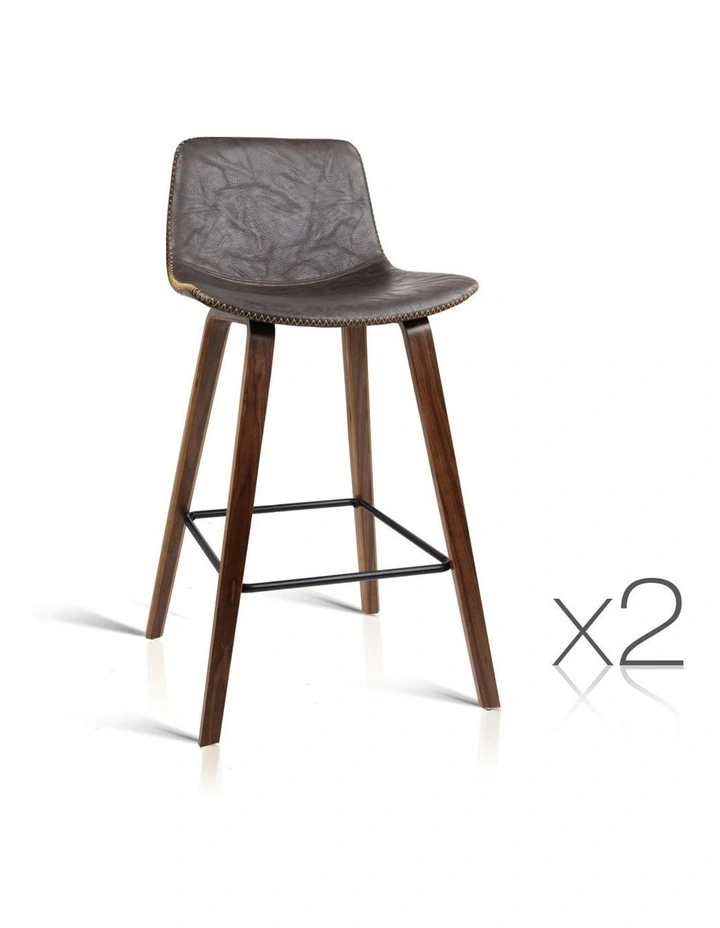 Set Of 2 Pu Leather Bar Stools