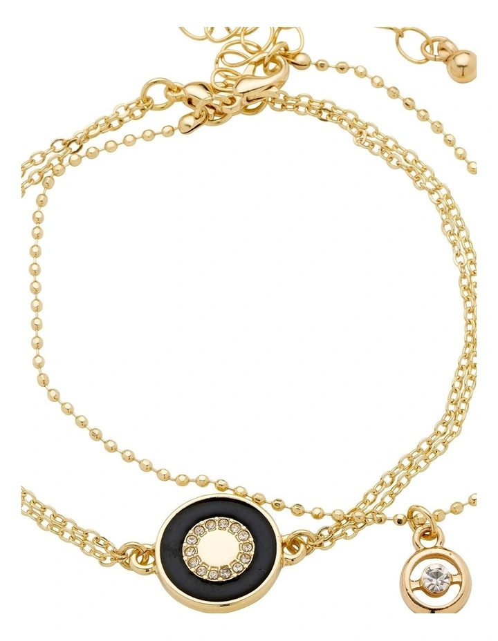 Circle Charm Bracelet Set in Black