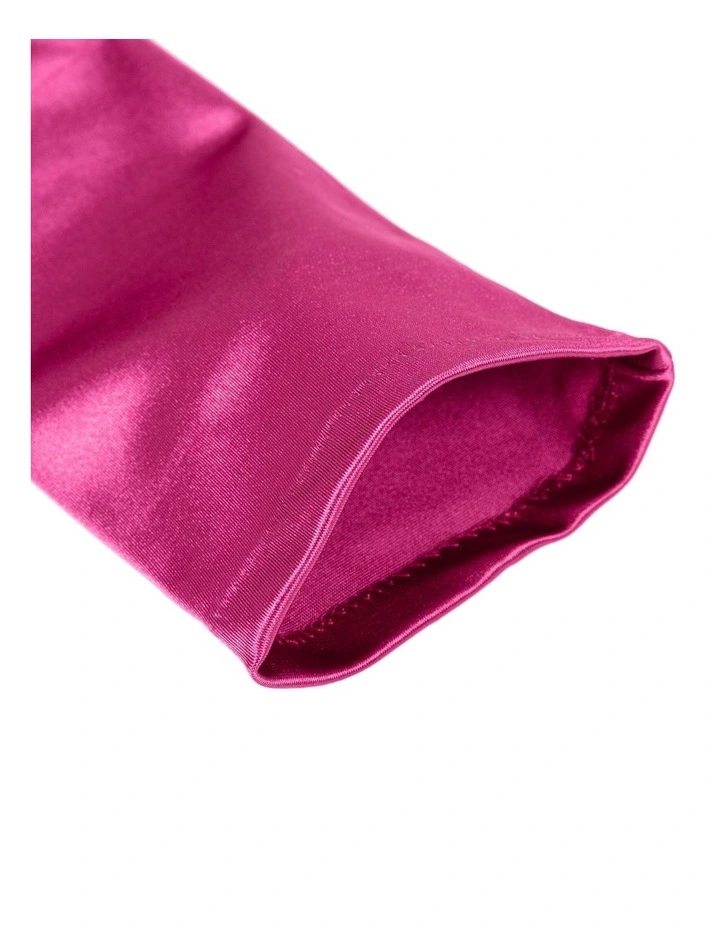 Long Opera Satin Gloves in Fuchsia