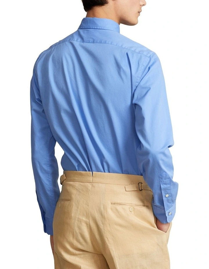 Slim Fit Garment Dyed Twill Shirt in Blue