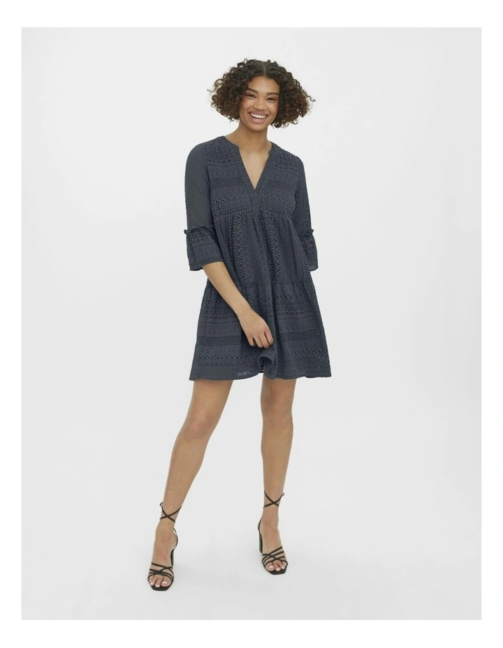 Honey Lace V-Neck Tunic in Blue