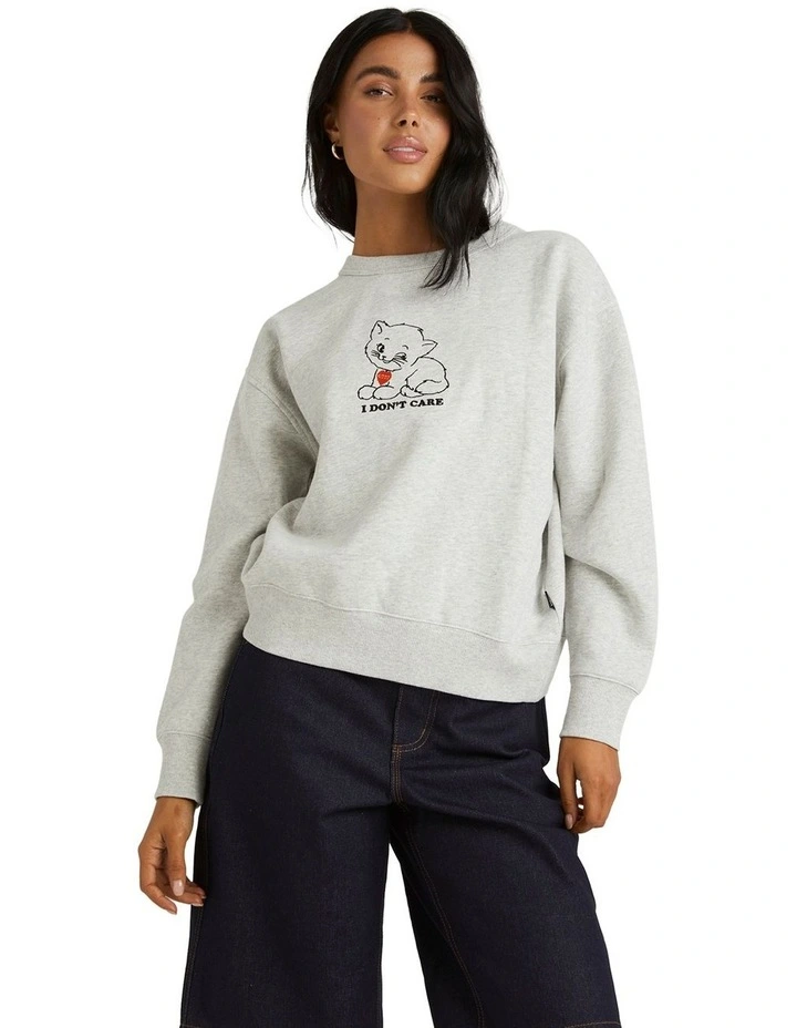 I Don't Care Sweatshirt in Light Marle