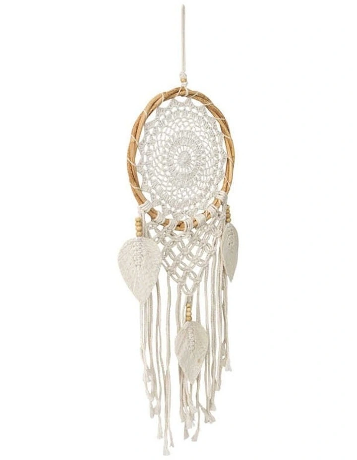 Handmade Boho Dream Catcher With Leaf Shaped Tassel in Multi
