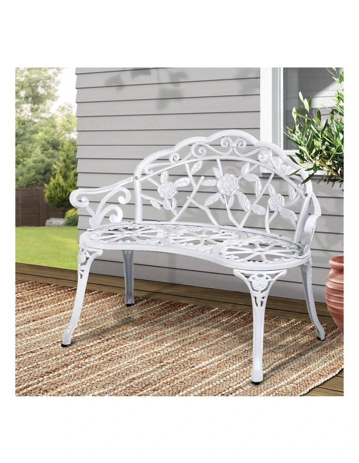 Outdoor Aluminium Garden Bench 100cm in White