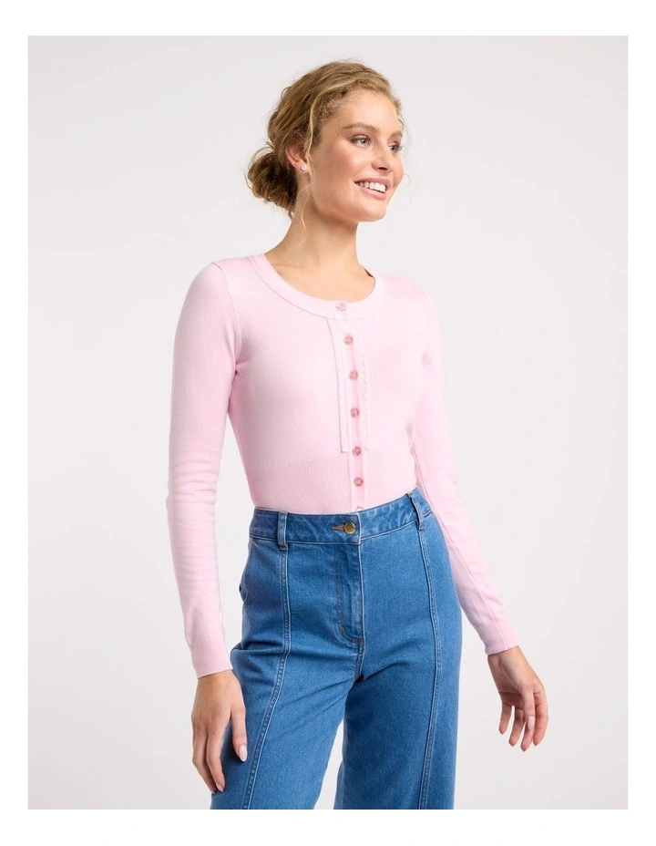 Chessie Long Sleeve Cardi in Blush