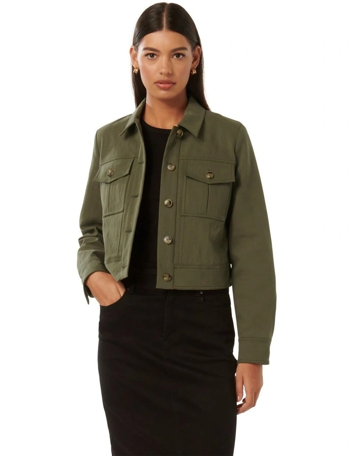 Luca Crop Utility Jacket in Khaki