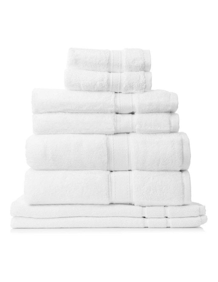 Zero Twist Luxury Plush Towel Set 8 Piece in White