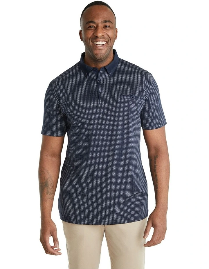 Bedford Print Polo Shirt in Navy