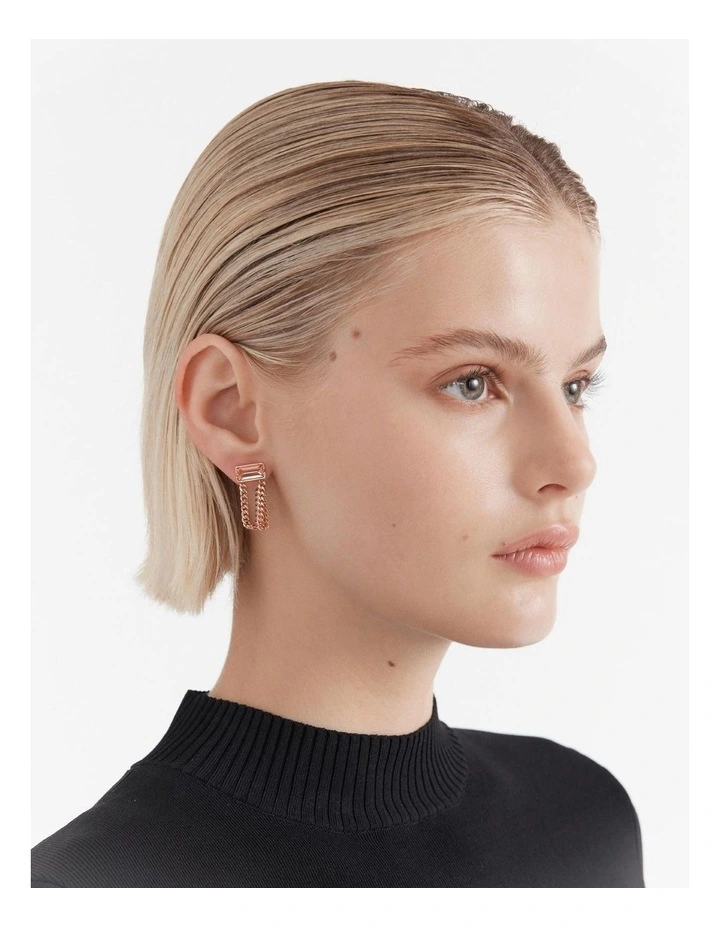 Descent Chain Earrings in Rose Gold
