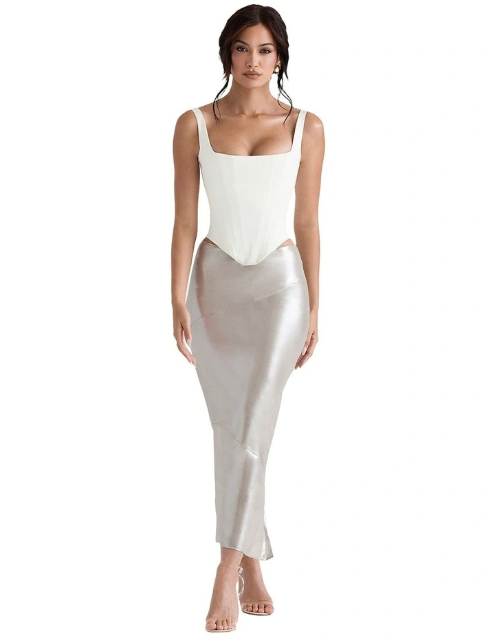 Colette Midi Skirt in Shimmer Champagne