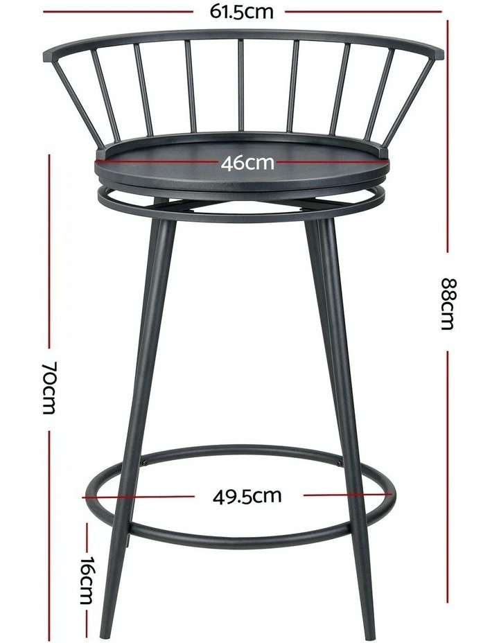 Bar Stools Metal Swivel Chairs x2 in Black
