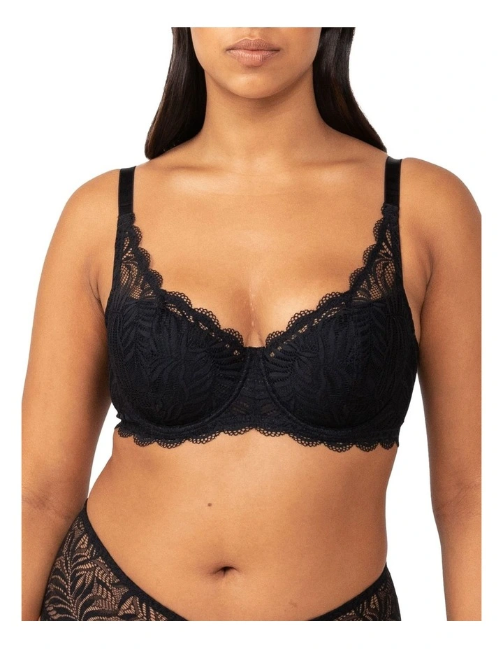 Essential Lace Balconette Wired Padded Bra in Black