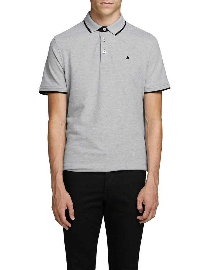 Paulos Short Sleeve Polo in Light Grey Melange