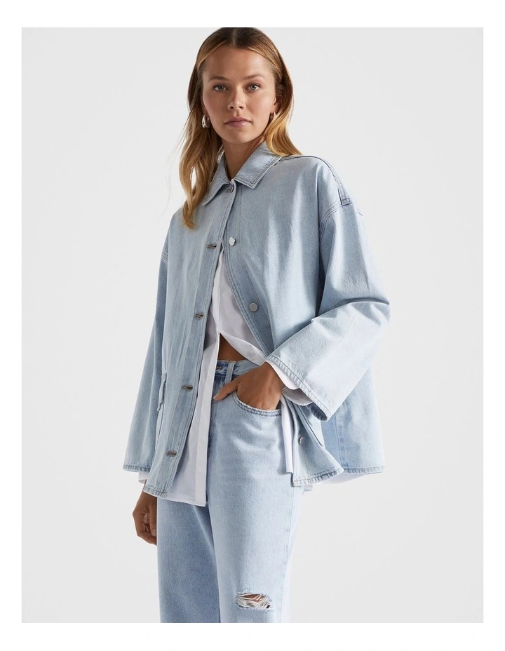 Boxy Shacket in Glacier Denim