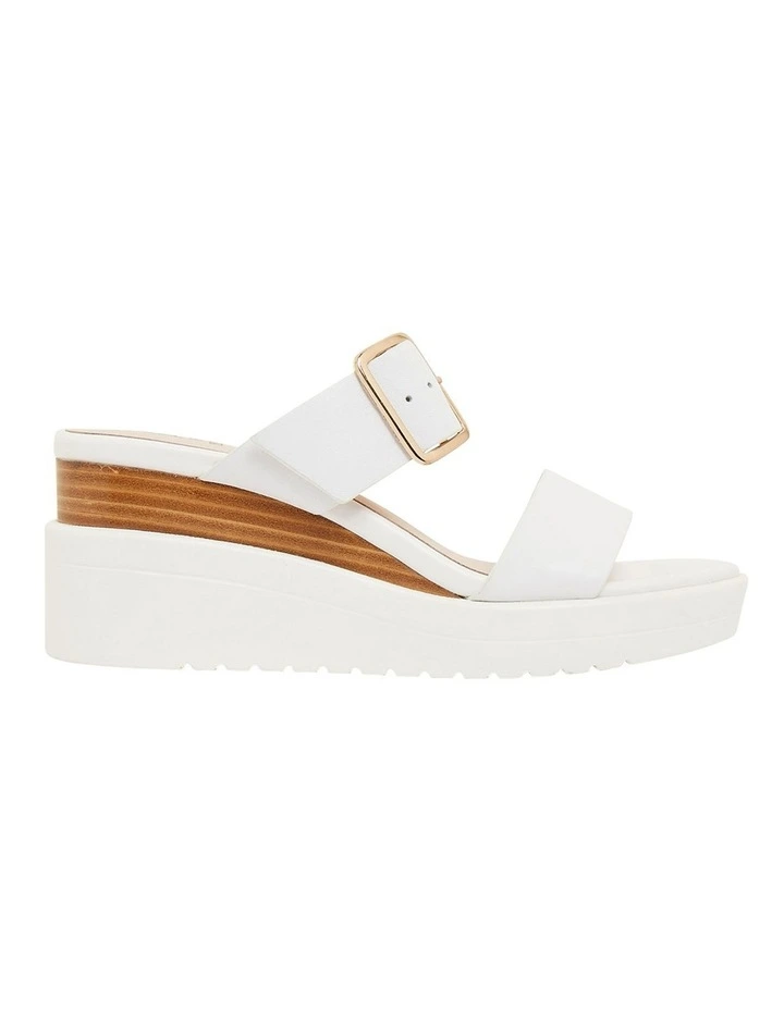 Indulge Wedge Sandals in White Leather